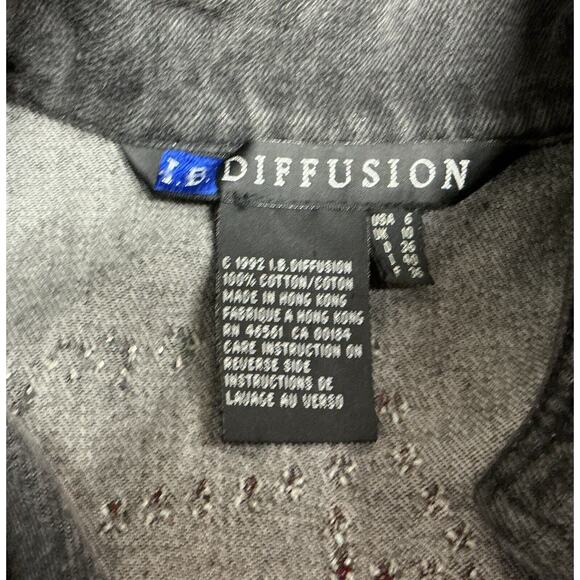 Vintage 1990’s I.B. Diffusion Beaded Gray Denim Jean Jacket Womens Size 6 - Picture 4 of 9